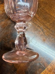 5 Vtg Glass Wine Goblets—Old Williamsburg—Light Pink- Imperial Glass 5 1/4” tall