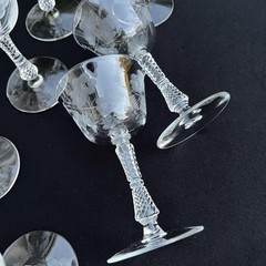VTG Etched Crystal Champagne Coupe Glasses Set Of 11 Floral Cut Stemware Rock