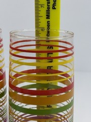 Vintage Rainbow Striped Drinking Glasses Set Of 2 Retro Barware Colorful