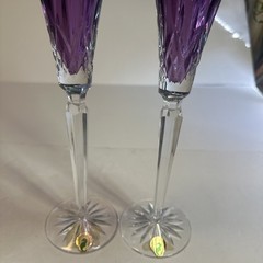 Waterford Lismore Jewels Amethyst Flute Lead Crystal 12 In. Champagne Set Of 2
