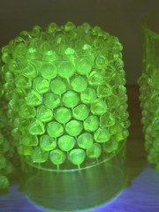 Fenton #3945 Topaz Opalescent Hobnail Uranium Juice Tumblers Set of 3