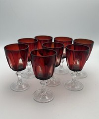 Cristal D’Arques Durand Red Gothic Cordial Glasses 3.25″ France Set of 8