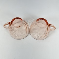 Vintage Arcoroc Pink Rosaline Swirl Pattern Teacups France Set of 2