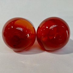 Pair Hand Blown Ruby Red Art Glass Tumblers 4″ Studio Glass Bubble Pontil Bottom