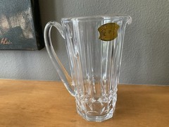 New Val Saint Lambert Balmoral Cut Crystal Water Pitcher 32 oz/7.75″, Signed Vtg