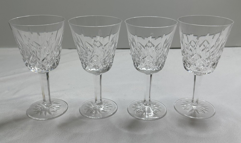 Set Of 4 Waterford Crystal Lismore Glass Glasses 5 7/8” Tall