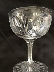 1 Beautiful Clear Etched Crystal Stemmed Bohemian Glass Mint Condition