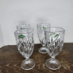 Shannon Crystal Goblets Designs of Ireland Hand Crafted Lot of 4 Godinger