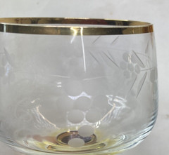 7 Roemer Amber Brown Beehive Etched Grapes Gold Trim Wine Glasses Vintage