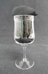 Lenox Crystal Moonspun Wine Glass Goblet Platinum Trim Etched Flowers 6.25”