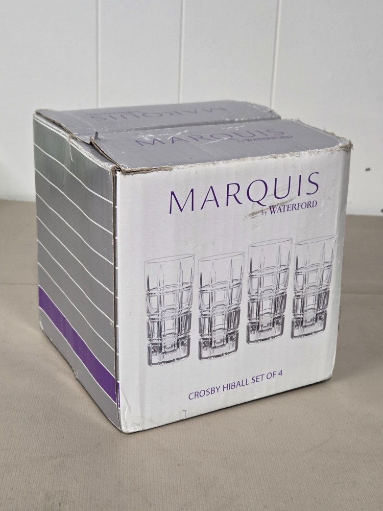 Waterford Marquis Crosby Pattern Hiball Glasses 4-Pack ~ Germany