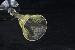 CAMBRIDGE GLASS # 3130 STEM ALL GOLD KRYSTOL APPLE BLOSSOM ETCH CORDIAL 1 OZ.
