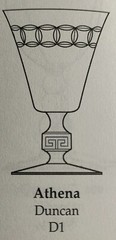 4 Champagne/Tall Sherbet Athena by DUNCAN & MIL Stem #D-1, Geometric Cut On Bowl