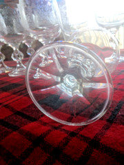 8 Set Bohemia Crystal Etched Wine Glasses Cascade Faceted Claudia Ball Stem