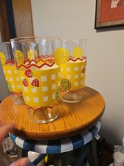 Set Of 4 28 Ounce Libbey Lemonade Glasses Made For Ftd 1993 Fruit And Gingham