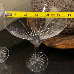 2 Waterford Crystal 14 Ounce Lismore Oversized 7 3/4″ Martini Glasses – Pristine