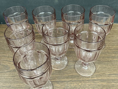 LIBBEY DURATUFF Gibraltar PINK Iced Tea Footed Glasses set of 8