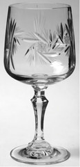 Etched Star Pinwheel Cut Crystal Liszt Water Goblets by Kristal Zajecar Set of 2