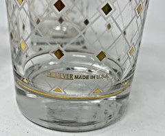 3 MCM Culver Gold Trim & Diamonds White Lattice Highball Tumbler Drink Glasses