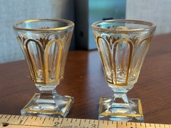 c.1820 Georgian blown cut glass cordial shot gilt pontiled english