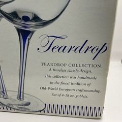 NEW Teardrop Wine Goblets Cobalt Blue VTG Hand Blown Disc. Filament Home Essent