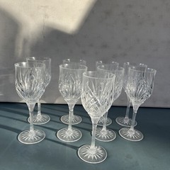 (9) Cristal D’Arques-Durand MADRIGAL Water Goblet Glass Cut Fan 8″ Clear Steam