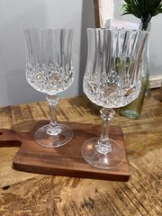 Set of 2 Vintage Cristal D’Arques-Durand Longchamp Crystal Wine Glasses 7-1/4” H