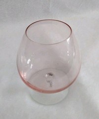 Depression Glass Elegant Snifter Pink Shot Footed Vintage 4 1/2″ Ht, 2″ Mouth