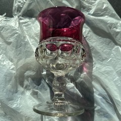 Tiffin Franciscan Glass King’s Crown Cranberry Flashed Top Only Water Goblet