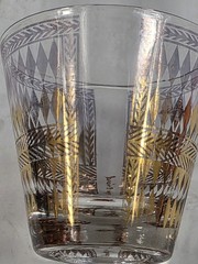4 RARE Vtg George Briard Diamond Lattice Golden Diamond Lowball Rocks Glass. 122