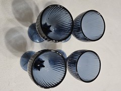 Set of 4 Vintage Fostoria Monet Midnight Blue Ribbed Water Goblets 7 3/8″