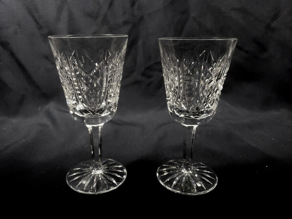 SET OF 2 WATERFORD CRYSTAL CLARE WHITE WINE GLASSES / GOBLETS
