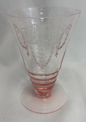 Vintage Cambridge Glass Cleo Pink 8oz Footed Tumbler Art Deco Etched Water Glass