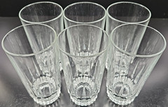 (6) Arcoroc Lancer 10 Oz Tumblers Set Vintage Clear Cut Cristal France Retro Lot