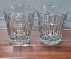 Set of 2 Anchor Hocking Olivia-Isabella Vertical Lines Dots 10 Oz Glass Tumblers