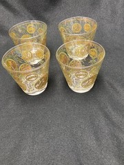 Vtg Culver Rocks Glasses Set Of 4 “Midas» Pattern 22k Gold Mid Century Modern
