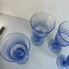 LIBBEY Sirrus Blue Water Tea Goblets, Wine Glasses, 12 oz Stemmed 7” T Set of 4