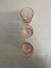HAZEL ATLAS 3 Moderntone Depression Era Pink Small Tumbler Juice Cordial Glasses