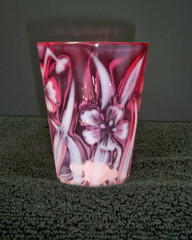 Rare Northwood Daffodils Opalescent Glass Cranberry Tumbler Victorian Antique