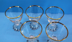 Vtg Anchor Hocking Berwick BOOPIE Footed Cocktail Glass Gold Rim Beaded Base 4″