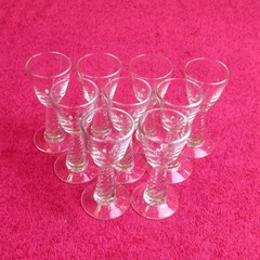 (SET OF 9) Central Glass Works (Winslow Spiral) 3 1/2″ CORDIALS Exc
