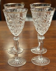 Vintage Set of 4 Cristal d’Arques Gold Rim Crystal Wine Glasses Goblets France