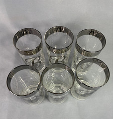 Platinum Rim Highball Glasses Monogram B Glastonbury-Lotus, Dorothy Thorpe Style