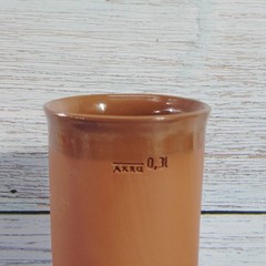 Woinemer Brauerei Brewery Red Clay German Pottery Cup W/Stamped Logo 0.31 German