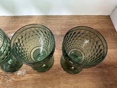 Villeroy & Boch Green Crystal Goblets Set of 4 Textured Wine Water Glasses