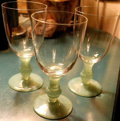 Vintage Set 3 ISABELLE GREEN Water Goblets Glasses VILLEROY & BOCH Jade 6 7/8″