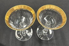Pair Crystal Champagne Coupe Glasses with 24K Gold Minton Rim – THERESIENTHAL