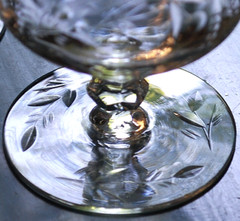 Vtg Set 2 ROCK SHARPE 1007-7 Low Water Goblet Glasses OPTIC POLISHED FLORAL CUT