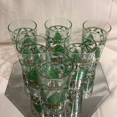 KIG Indonesia 6” Glass Tumbler Christmas Tree Lattice Design – Set of 6