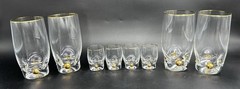 8 Pc Gilded MCM Bohemian Czech Glass Golden Zuzana Tumblers Shot Glasses